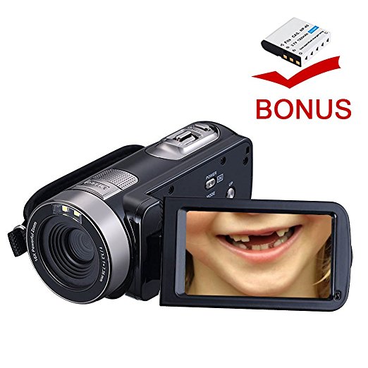 Digital Video Camcorders, VPRAWLS 24.0 Mega pixels 16X Zoom Portable Mini Handheld Video Camera Recorder With IR Night Vision Full HD 1080P Max. DV 3" LCD Screen (Two Batteries Included)