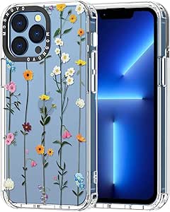 MOSNOVO für iPhone 13 Pro Hülle – Durchsichtige, schlanke, stoßfeste TPU PC-Handyhülle, [6,6 Fuß Fallschutz/Anti-Abziehen] - Wildblumen