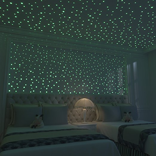 Glow In The Dark Stars: 824 Realistic 3D Stars For Ceiling Or Walls In 4 Sizes – Twice The Glow Powder To Glow Brighter And Longer – More Realistic Looking Than Typical Glow Dark Star