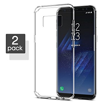 [2 Packs] Samsung Galaxy S8 Case, SPARIN Galaxy S8 Crystal Clear TPU Case [Soft] [Slim] [Anti-Scratches] [Shock Absorption] , Soft Bumper Protective Skin Case for Samsung S8 5.7 Inch, Lifetime Warranty