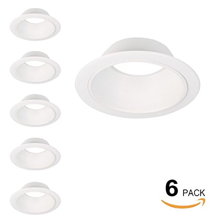 6 Pack Hykolity 6” White Baffle Recessed Can Light Trim Ring for 6" Recessed Can, Fit Halo/Juno Remodel Recessed Housing