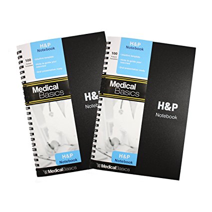 H&P notebook (2 pack) - Medical History and Physical notebook, 100 medical templates with perforations