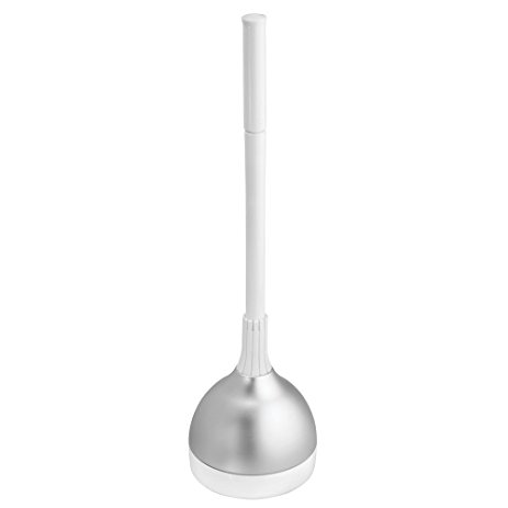 InterDesign Metro Ultra Toilet Plunger with Cover for Bathroom Storage - Silver/White