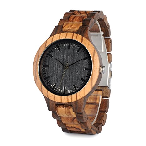 BOBO BIRD Mens Bamboo Wooden Watch Analog Quartz Lightweight Handmade Sandalwood Casual Watches