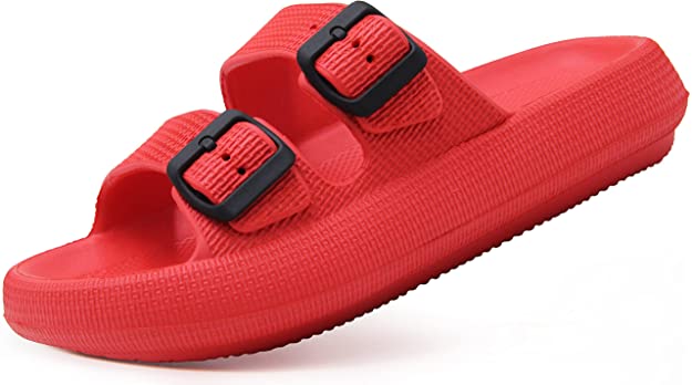 Weweya Pillow Slippers for Women and Men - Cloud Slides - Double Buckle Adjustable - EVA Flat Sandals