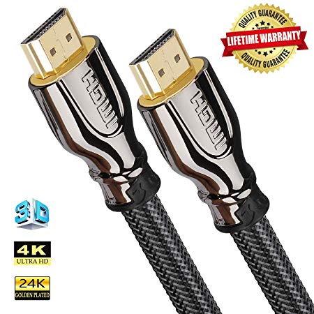 HDMI Cable 4K / HDMI Cord 35ft - Ultra HD 4K Ready HDMI 2.0 (4K@60Hz 4:4:4) - High Speed 18Gbps - 26AWG Braided Cord-Ethernet /3D / ARC/CEC/HDCP 2.2 / CL3 - Xbox PS4 PC HDTV by Farstrider