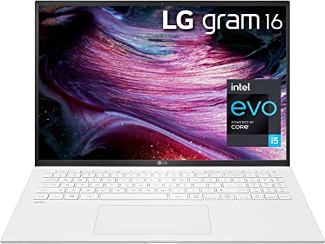 LG Gram Thin & Light Laptop - 16" IPS WQXGA (2560 x 1600) Intel Evo Platform 11th Gen Core i5-1135G7 CPU, Intel Iris Xe Graphics, 8GB RAM, 256GB NVMe SSD, 22 Hour Battery - 16Z90P-K.AAW5U1