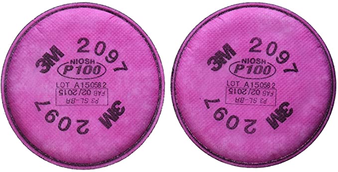 3M 2097 P100 Particulate Filter with Organic Vapor Relief, 5 Pack (4.3 Inch)