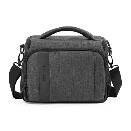 BAGSMART SLR/DSLR Camera Gadget Messenger Bag with Waterproof Rain Cover Grey