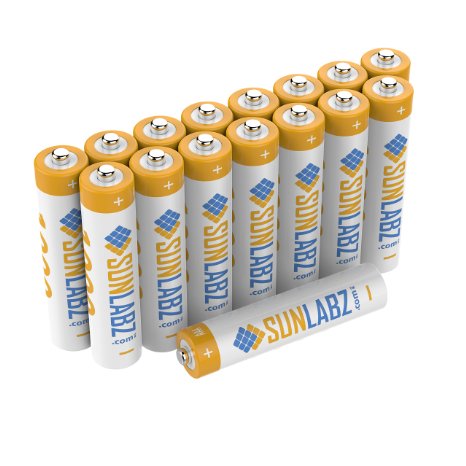 SunLabz AAA Rechargeable Batteries 16 Pack Highest Performance NiMH 1000mAh