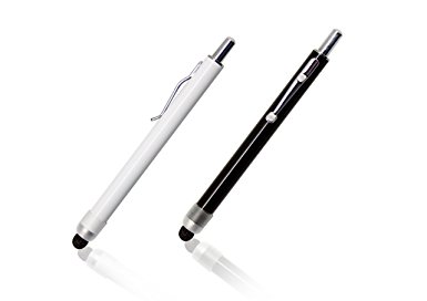 YooMee Retractable Two-Pack Black & White Fibermesh Capacitive Touchscreen Stylus (2 Pens)