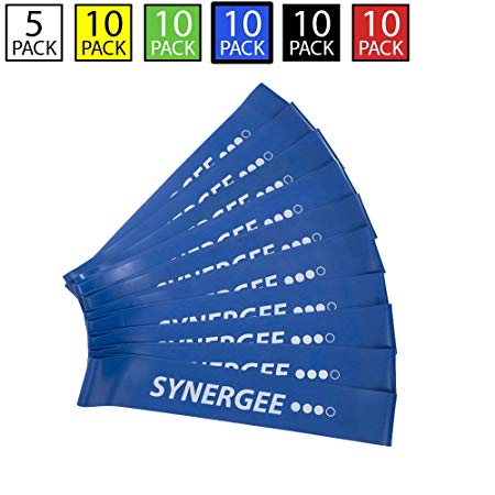 Synergee 10 Pack Mini Band Resistance Loop Exercise Bands Blue Heavy Resistance
