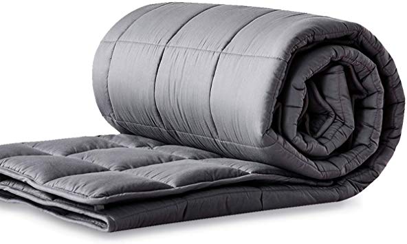 LIANLAM Adults Weighted Blanket (20 lbs, 60"x80", Queen Size, Dark Grey), Cooling Weighted Blanket for Adults, 100% Natural Cotton Material with Premium Glass Beads