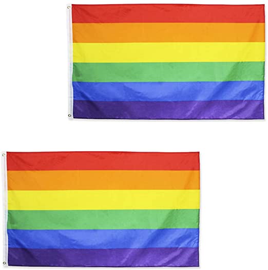 Yafeco Gay Pride Banner Flag 3x5 ft LGBT Rainbow Flags 6 Stripes - Vivid Color and UV Fade Resistant - Canvas Header and Double Stitched - Polyester with Brass Grommets