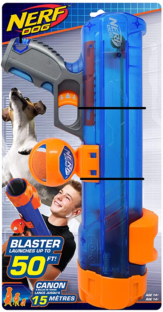 Nerf Dog 16in Translucent Blaster w/Ball Clip - Blue/Orange/Gray