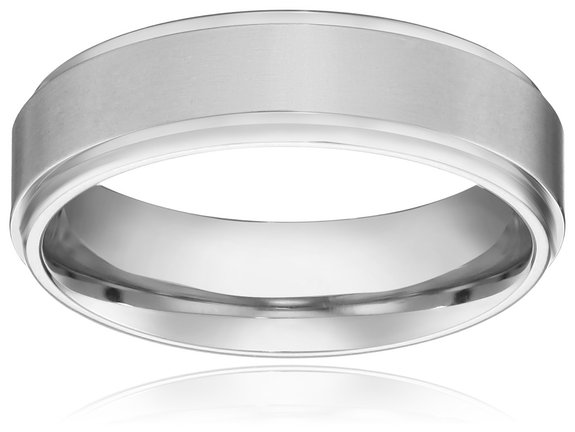 6MM Titanium Ring Wedding Band with Flat Brushed Top and Polished Finish Edges