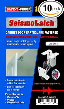 New SeismoLatch Earthquake Activated Cabinet Latch (White-10 Pack)