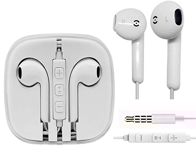 【2 Pack】Jiayou Noise Isolating in Ear Earphones Headphones with Pure Sound and Powerful Bass compatible with Samsung Huawei Honor Mi with Volume Control and Microphone