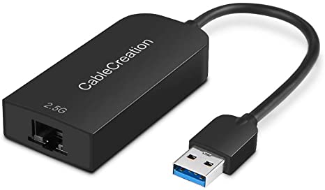 CableCreation USB 3.0 to 2.5 Gigabit LAN Ethernet Cable Adapter, USB to Network up to 2.5Gbps Compatible with MacBook, Chromebook, Windows 10, 8.1, Mac OS X 10.6-10.15, Black