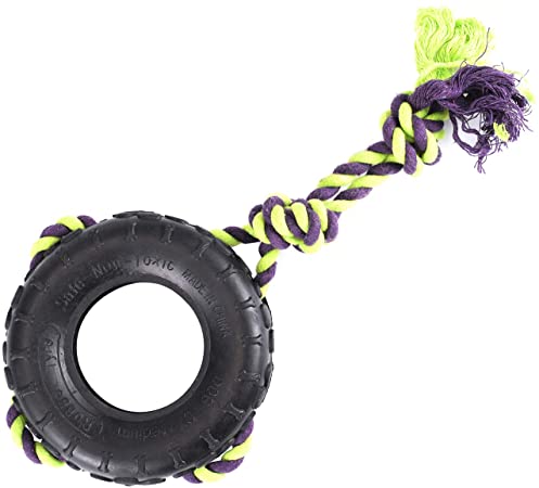 DS Tires with Rope for Dogs Toys Nontoxic Rubber Durable Chew Toys Tires Rope Toys for Dogs Intelligence Training Sports Training Perfect Dog Interaction