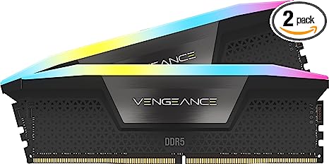 CORSAIR VENGEANCE RGB DDR5 RAM 32GB (2x16GB) 6000MHz CL40 Intel XMP iCUE Compatible Computer Memory - Black (CMH32GX5M2B6000C40)