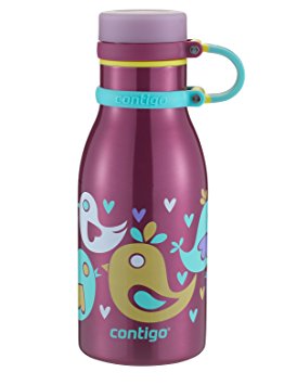 Contigo Double Wall Vacuum Insulated Stainless Steel Maddie Kids Water Bottle, 12-Ounce, Cherry Blossom