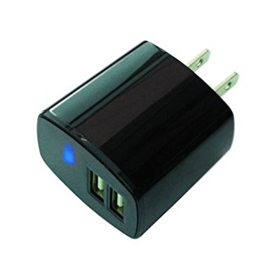 PowerGen Dual Port USB 2.1A 10W AC Travel Wall Charger for Smartphone Black