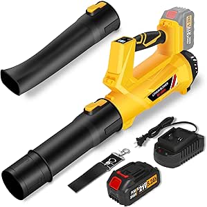 Cordless Leaf Blower, 6 Speed Modes Electric Leaf Blower Max Wind Speed 150 mph, 500 cfm, Digital Display Leaf Blower Cordless with 21V 5.2Ah Battery and Charger for Lawn Care & Garden Maintenance