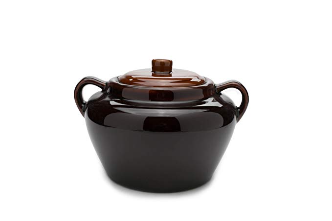 Fox Run 0350COM 0350 Stoneware Bean Pot, 9.75 inches, Brown