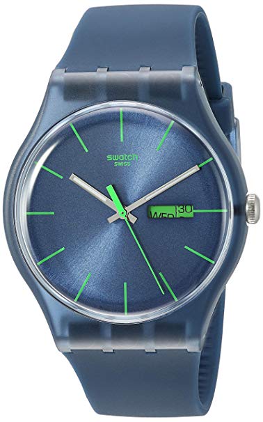 Swatch Men's SUON700 Quartz Navy Blue Dial Plastic Date  Luminous Watch