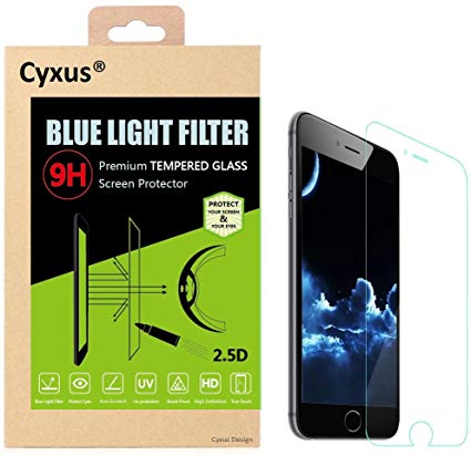 Cyxus Blue Light Filter (Sleep Better) Thinnest [0.2mm] 9H Tempered Glass HD Premium High Definition Clear Film Screen Protector for Apple iPhone 6 / 6s (iPhone6 4.7 inch ONLY) (Blue Light Filter Glass)