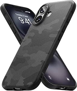 Ringke Onyx [Feels Good in The Hand] Compatible with iPhone 16 Case, Anti-Fingerprint Technology Prevents Oily Smudges Non-Slip Enhanced Grip Precise Cutouts for Camera - Camo Black