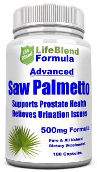 Advanced Prostate and Testosterone Health Formula Saw Palmetto Berry Extract and Powder Combination To Reduce Frequent Urination 500mg - 100 Capsules