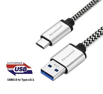 USB 31 Type C Cable Tenswall High-speed and Fast-charging Braided Data Line with Reversible Connector for Type-c Devices Including the New Macbook Chromebook Nexus 5x6p Nokia N1 and More 33ft1m