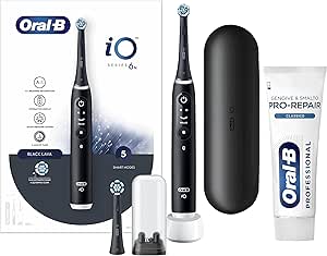 Oral-B Spazzolino Elettrico Ricaricabile iO6 Nero, 1 Spazzolino   1 Dentifricio Sensibilità e Gengive Calm 75ml