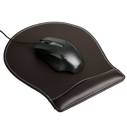 HOMETEK Comfortable Soft PU Leather Gaming Mice Mouse Pad Mat Wrist Support Rest Wide Smooth Surface Brown