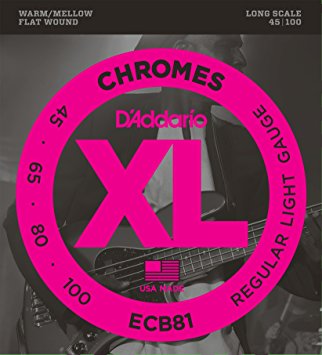 D'Addario ECB81 Chromes Bass Guitar Strings, Light, 45-100, Long Scale