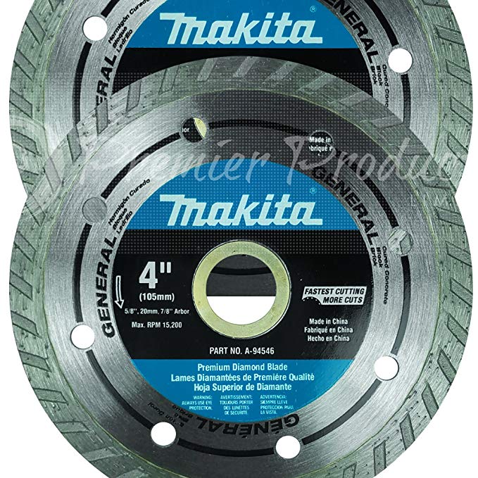 Makita 2 Pack - 4 Inch Turbo Rim Diamond Blades For Grinders - Fast Cutting For Concrete, Block & Brick - 4" x 5/8-Inch