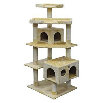 Go Pet Club Cat Tree 5-Level Scratcher Post with Dual Condos