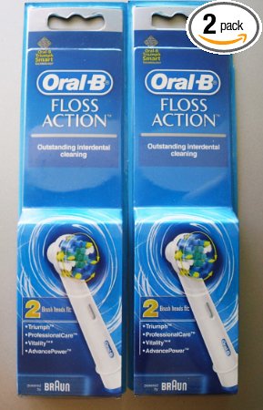 Oral B Floss Action Replacement Brush Head / 4 Heads (4 Ct) Powered By Braun