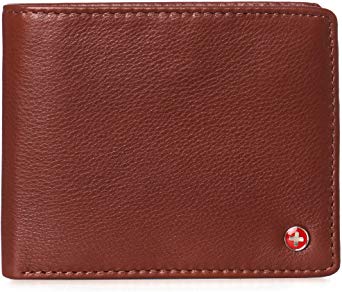 Alpine Swiss RFID Mathias Mens Wallet Deluxe Capacity Passcase Bifold With Divided Bill Section Camden Collection