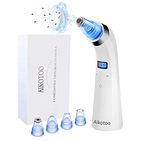 AIKOTOO Blackhead Remover Pore Vacuum Cleanser, Electric Blackhead Vacuum Suction Remover—Blackhead Extractor Tool Set with 4 Replaceable Suction Heads, Facial Pore Cleanser