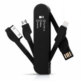 3 in 1 USB CableSwiss Knife Shape Multifunctional Charging Cable with Folding Design for Apple 8 Pin 30 Pin Device and Micro USB Ports DeviceBlack