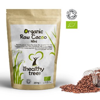 Raw ORGANIC Cacao Nibs | Delicious Superfood, Suitable for Vegetarians and Vegans | High in Magnesium, Fibre, Potassium & Iron | Soil Association Certified Organic | 250g Pouch | Cacao Nibs by TheHealthyTree Company