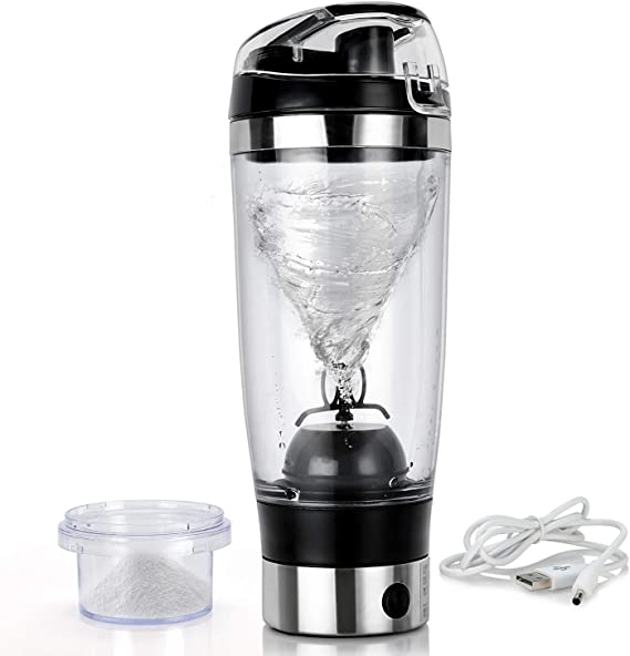 Auteve Electric Protein Shaker Bottle,16oz Portable Vortex Mixer/Blender Bottle,Stirring Ball Detachable & BPA Free & FDA Approved (Black)