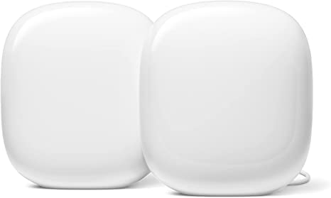 Google Nest WiFi Pro - Wi-Fi 6E - Reliable Home Wi-Fi System with Fast Speed and Whole Home Coverage - Mesh Wi-Fi Router - 2 Pack - Snow