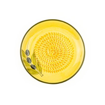 Ceramic Garlic Grater - Yellow With Olive Design