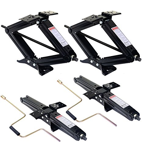 Goplus 4Pcs 24" Scissor Jack RV Camper Trailer Leveling and Stabilizer w/ 2 Crank Handles 5000lb Heavy Duty Steel