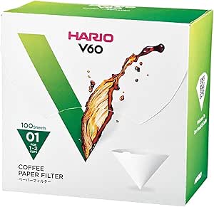 Hario V60 Paper Coffee Filter, Size 01, White, 100ct Box