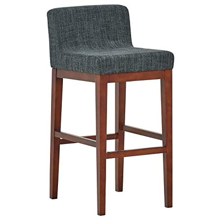 Rivet Mid-Century Low-Back Bar Stool, 37.4"H, Marine Blue